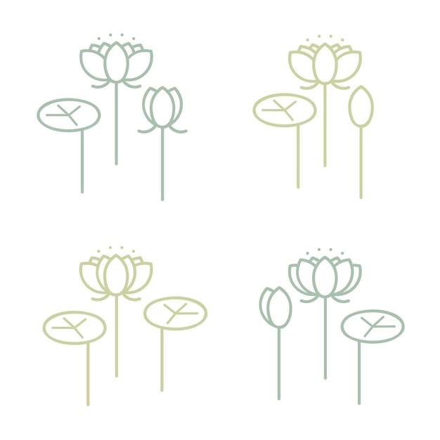 Waterlelie bloem set vector illustratie