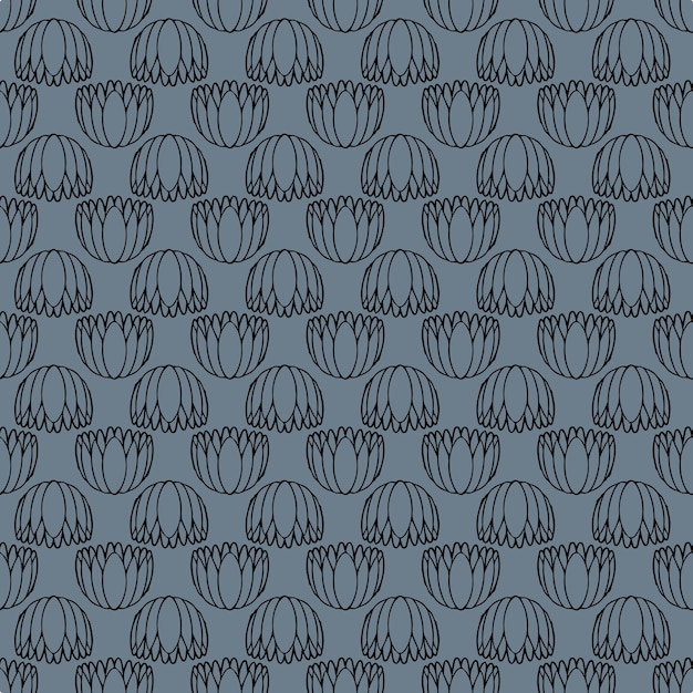 Vector waterlily buds seamless pattern design