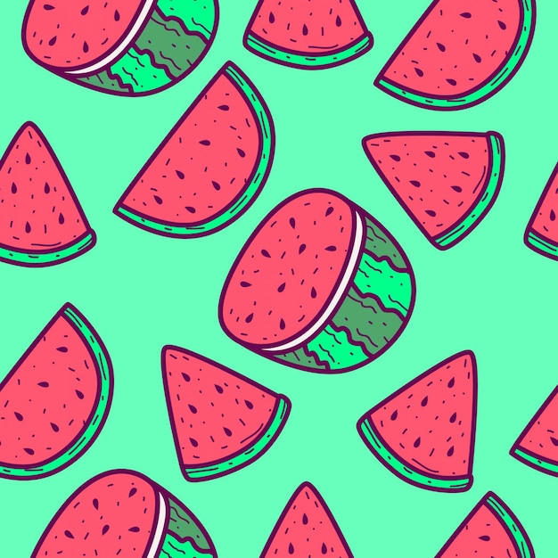 Watermeloen cartoon doodle patroon ontwerp