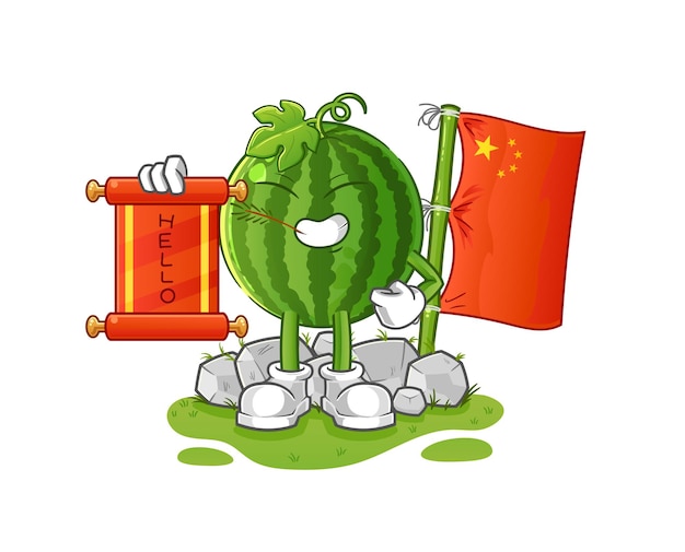 Watermeloen chinese cartoon cartoon mascotte vector