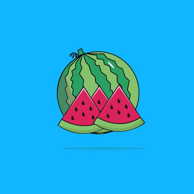 Vector watermeloen fruit illustratie ontwerp gehalveerd