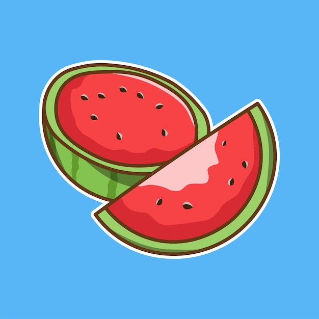 Vector watermeloen fruit sticker vectorillustratie