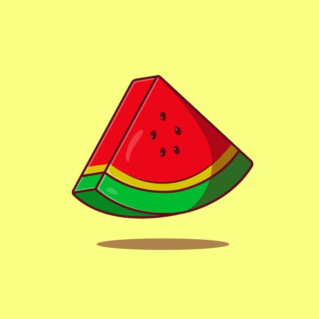 Watermeloen illustratie Plakje watermeloen cartoon illustratie Schattig watermeloen fruit icoon