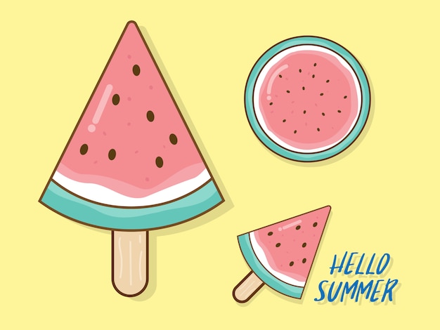 Watermeloen in zomer vector plat ontwerp