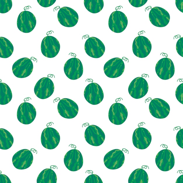 Watermeloen naadloze patroon Hand getekend platte cartoon vectorillustratie Zomer heldere frisse achtergrond Textuur voor print behang textiel