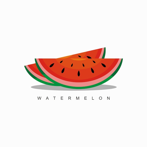 Vector watermeloen op een witte achtergrond met het woord watermeloen erop