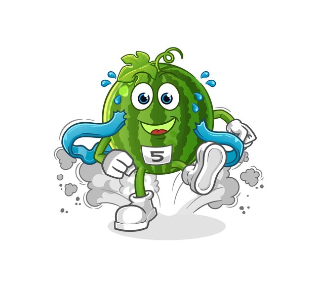 Watermeloen runner karakter. cartoon mascotte vector