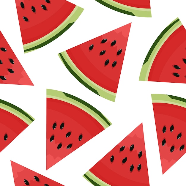 Watermeloen segment met zaden naadloze patroon in cartoon stijl Watermeloen fruit achtergrond.