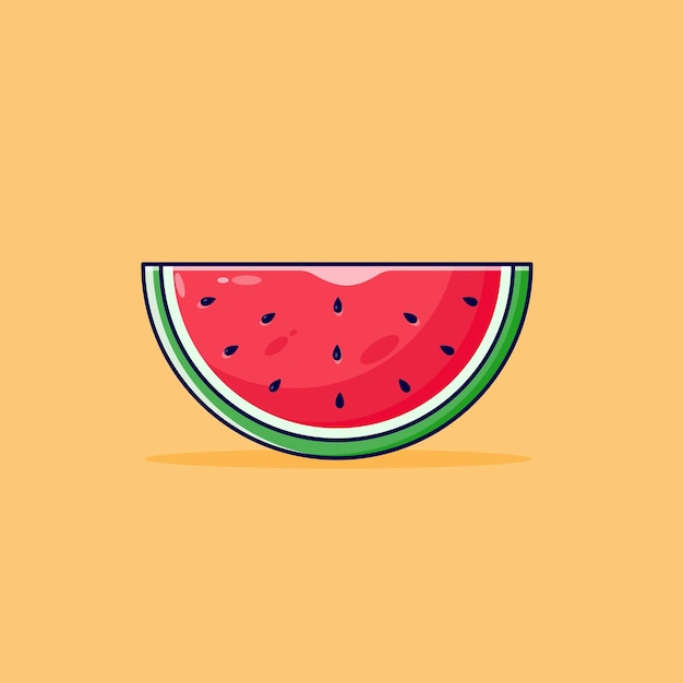 Watermeloen segment pictogram platte vectorillustratie. Watermeloen fruit logo achtergrond