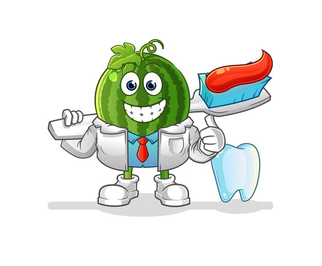 Watermeloen tandarts illustratie. karakter vector