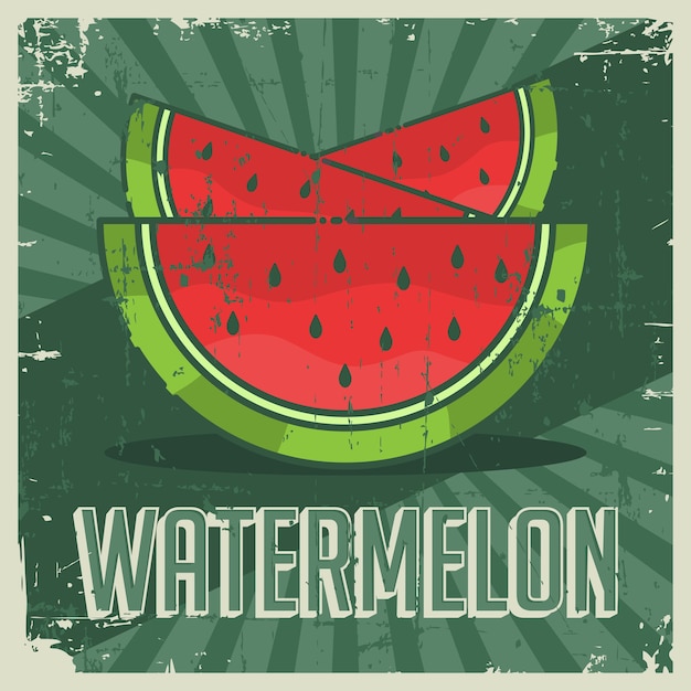 Watermeloen vintage retro signage vector