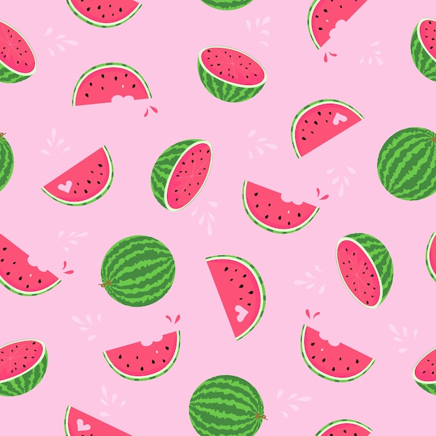 Vector watermeloenen roze plat naadloze patroon