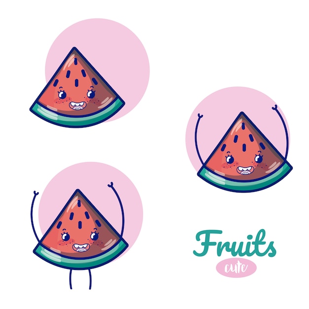 Watermeloenen schattig fruit cartoons