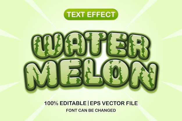 Vector watermelon 3d editable text effect