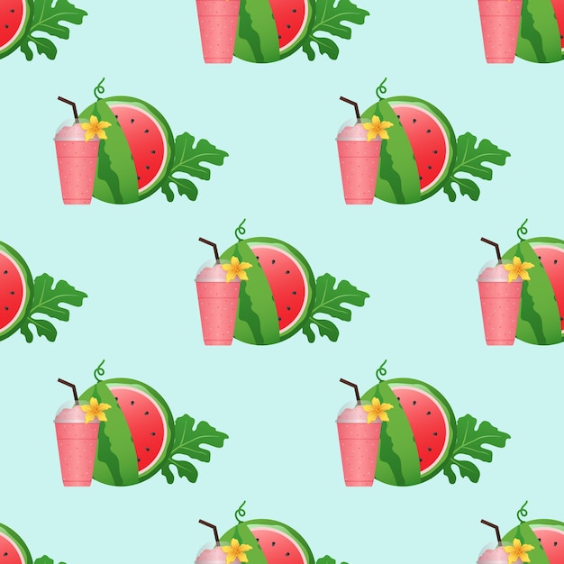 Watermelon background and seamless pattern