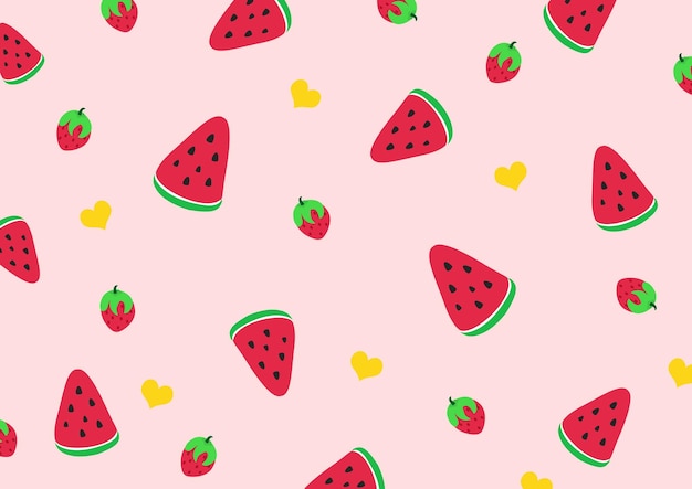 Watermelon background with strawberry