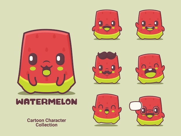 Watermelon cartoon character fruit vector illustration