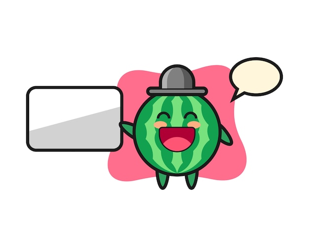 Watermelon cartoon illustration doing a presentation