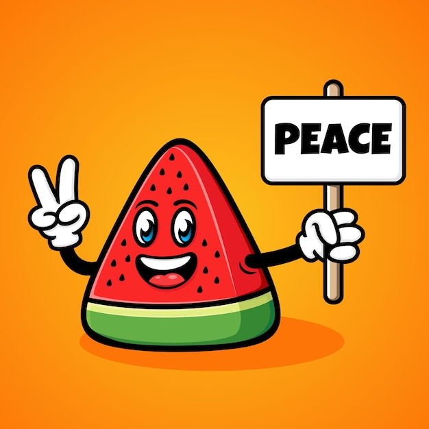 watermelon cartoon illustration peaceful funny cute cool