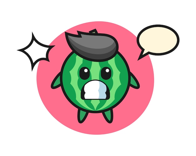 Watermelon character cartoon with shocked gesture