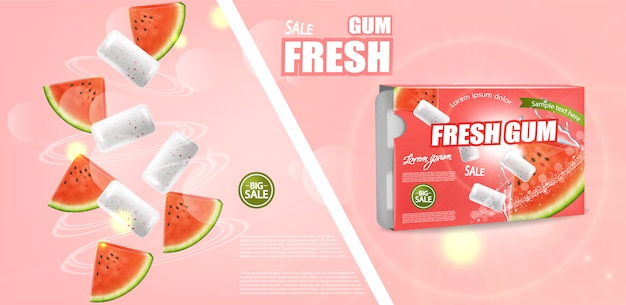 Watermelon chewing gum banner