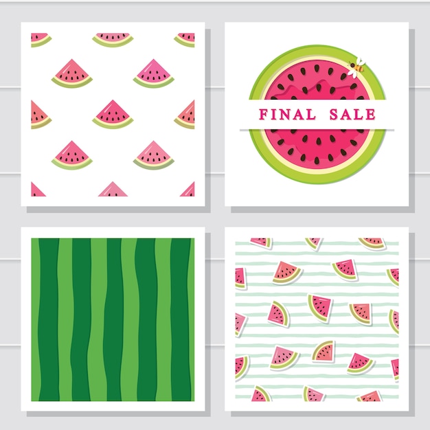 Watermelon design elements set