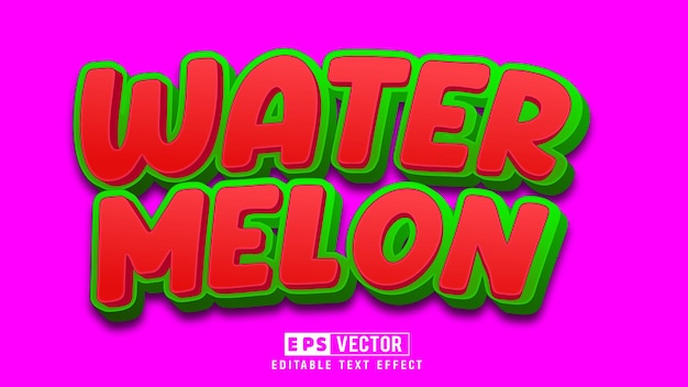 Vector watermelon editable 3d editable text effect with background