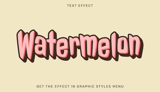 3D 스타일의 수박 편집 가능한 텍스트 효과 광고 브랜드 및 비즈니스 로고를 위한 텍스트 블럼