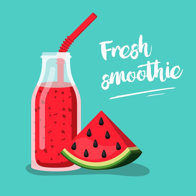 Watermelon Fresh Cocktail smoothie Template for menu or banner for healthy eating