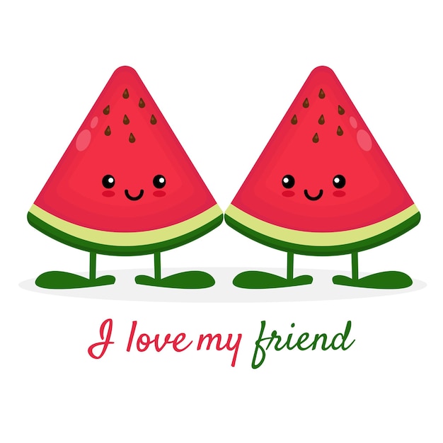 Vector watermelon friends