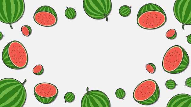 Vector watermelon fruit background design template watermelon fruit cartoon vector illustration