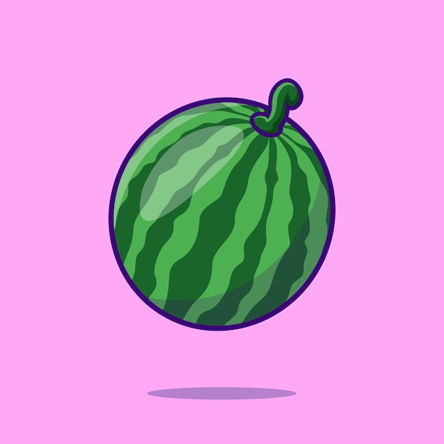 Watermelon fruit cute cartoon flat vector icon illustration food nature icon concept isolated