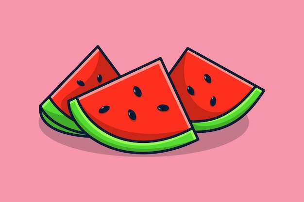 Watermelon fruit pieces vector icon illustration. Food nature objects icon design.