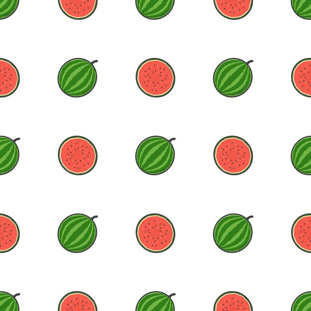 Watermelon fruit seamless pattern  . fresh watermelon   illustration