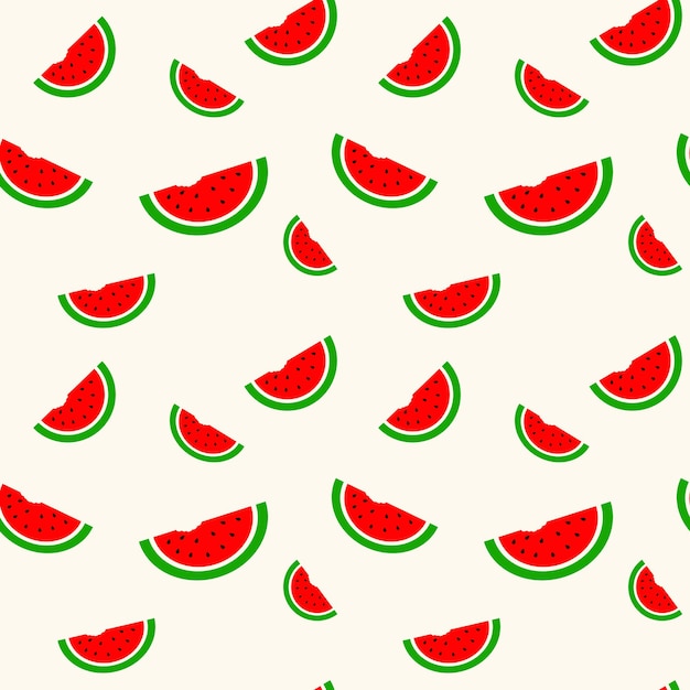 Watermelon fruit slice flat icon vector seamless pattern