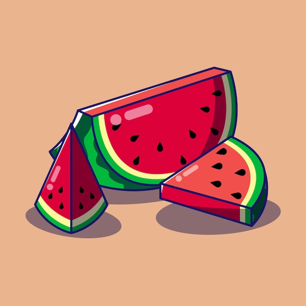 Vector watermelon fruit for summer snack and dessert