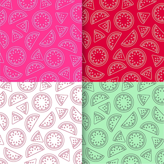 Vector watermelon fruits digital patterns