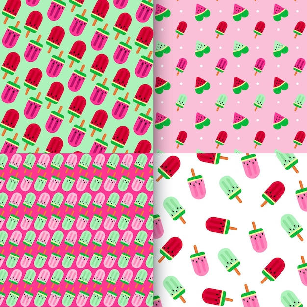 Vector watermelon fruits digital patterns