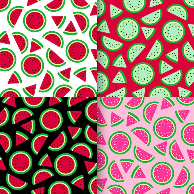 Vector watermelon fruits digital patterns