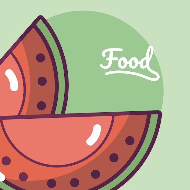 Watermelon fruits natural and fresh cartoon