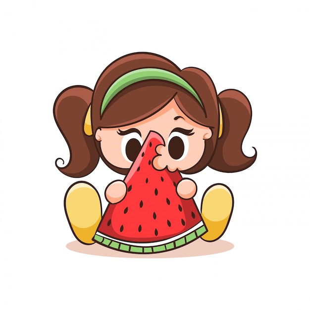 watermelon and girl