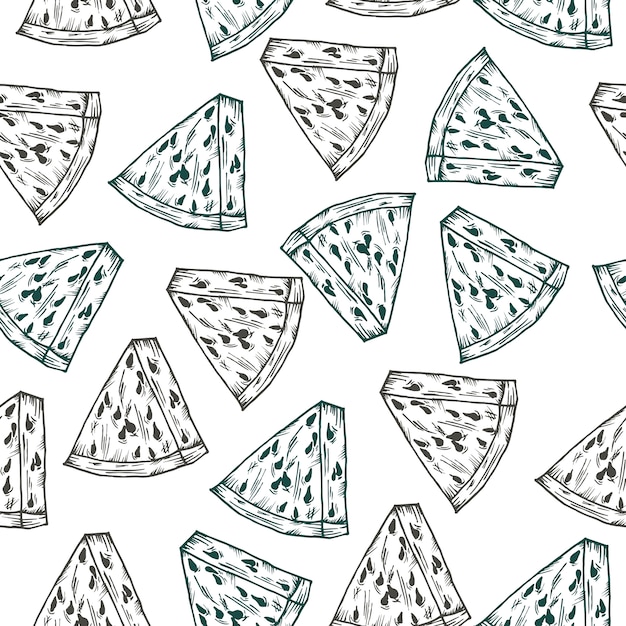 Watermelon hand drawn sketch seamless pattern