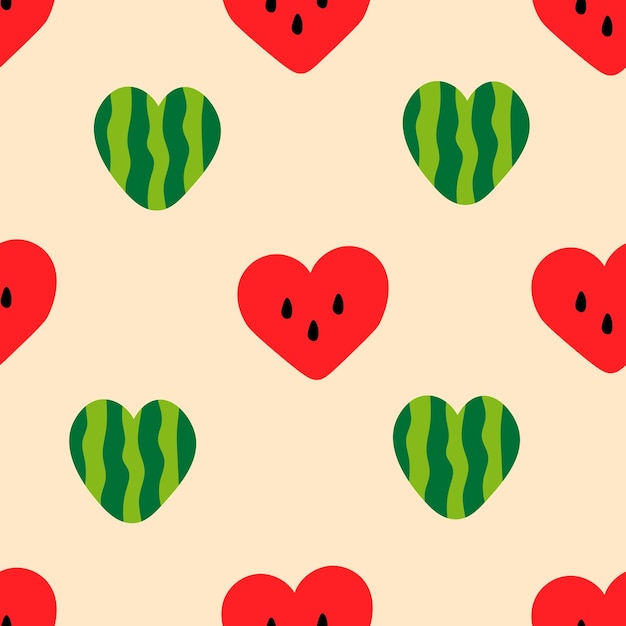 Watermelon hearts seamless pattern