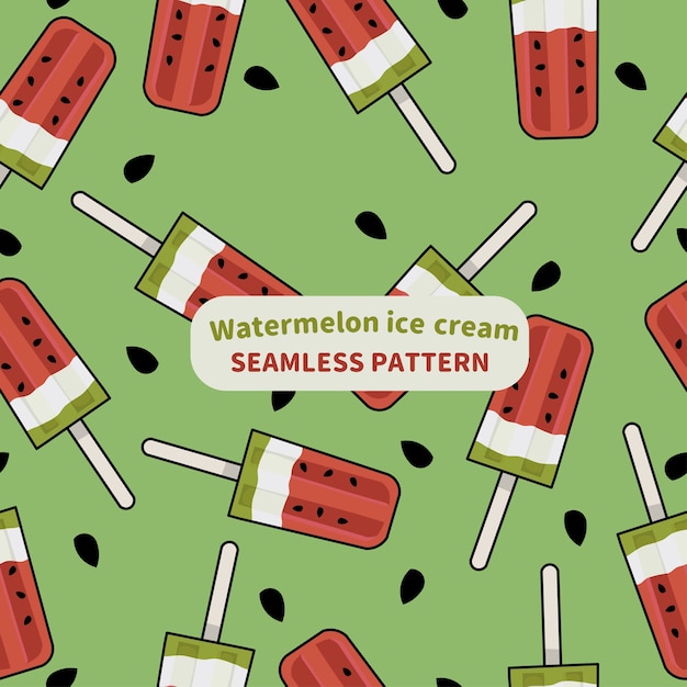 Vector watermelon ice cream seamless pattern