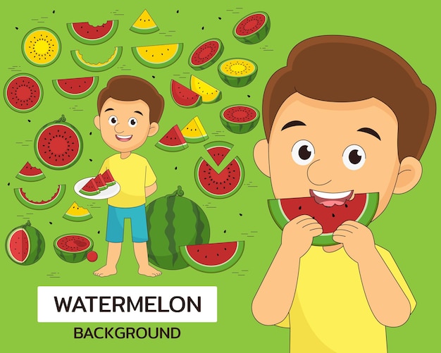 Watermelon Juice Fruit Food concept background Flat icons