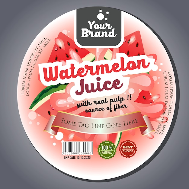 Vector watermelon juice label sticker