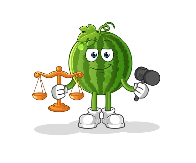 Watermelon lawyer cartoon. cartoon mascot vector