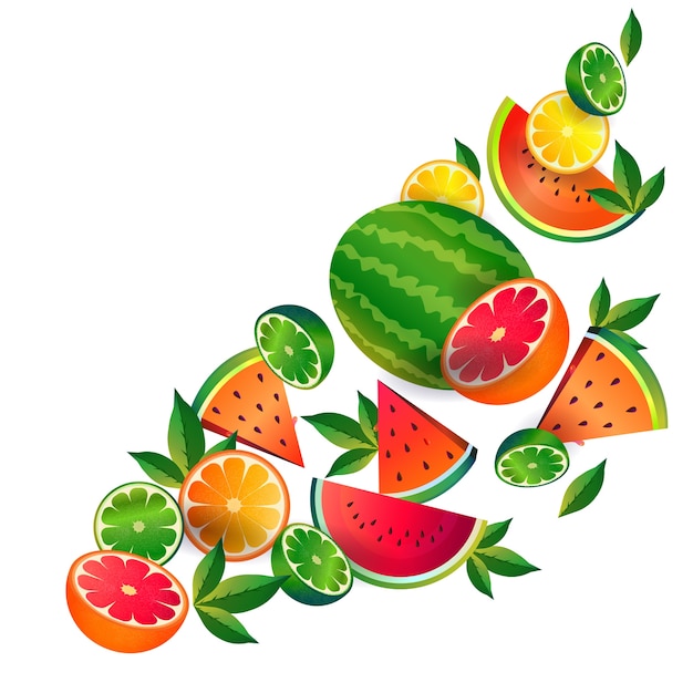 watermelon lime orange fruit 