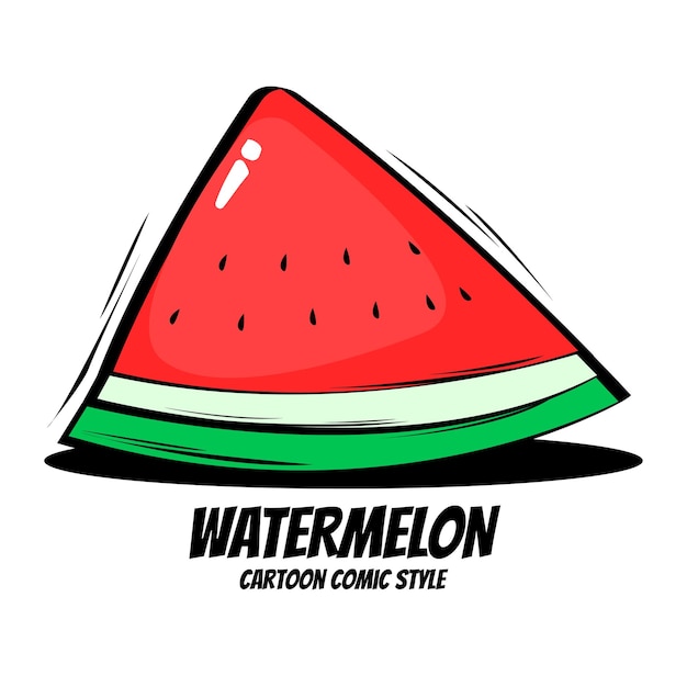 Vector watermelon logo illustration with cartoon comic style vector