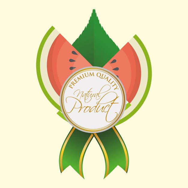 Vector watermelon natural product label premium quality